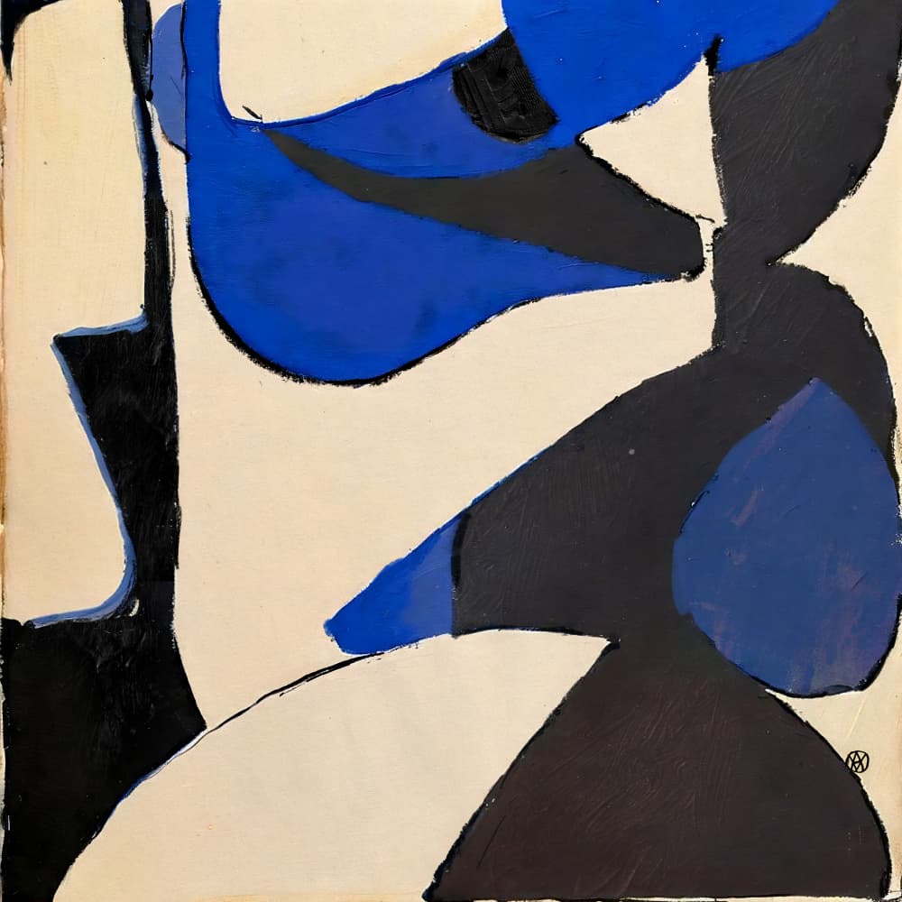 Abstract Blue Black Shapes by André Viana — canvas wall art