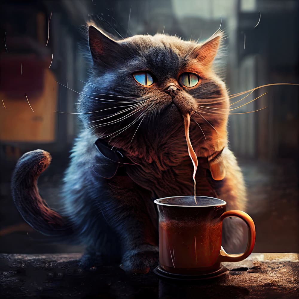 Moody Cat Coffee by Justyna Jaszke — canvas wall art