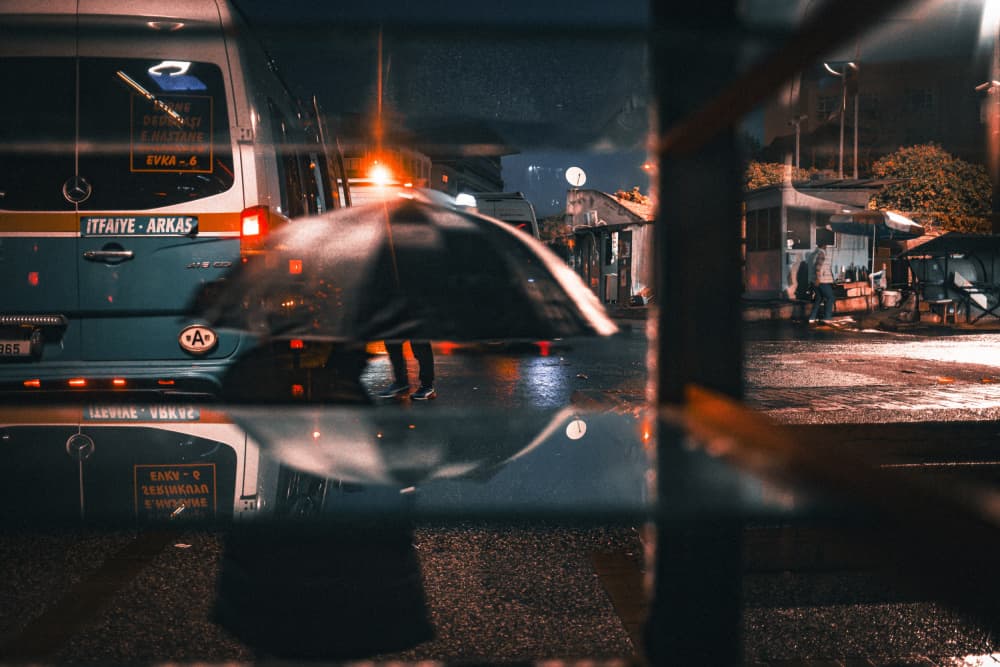 Night Walk In The Rain by Ali Ayer — canvas wall art