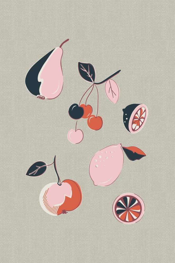 Pink Retro Fruits by Alexandra Weise — canvas wall art