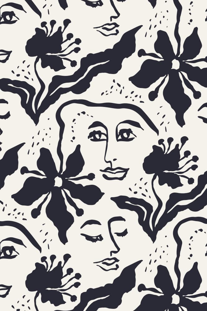 Artistic Faces Floral Pattern by Anna Rose — canvas wall art