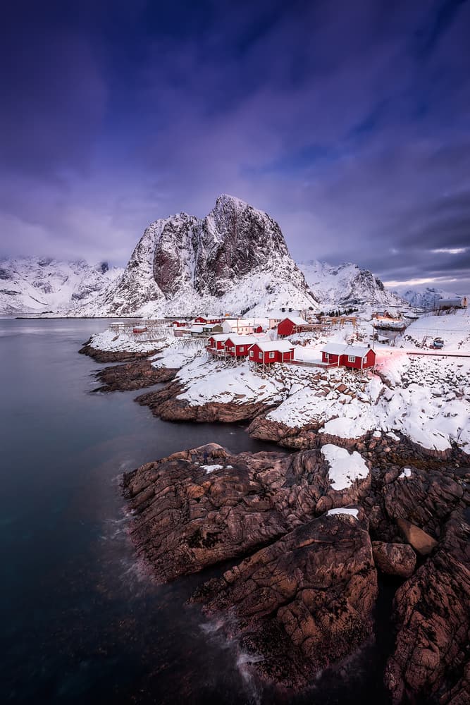 Snowy Lofoten Village by David Martin Castan — canvas wall art