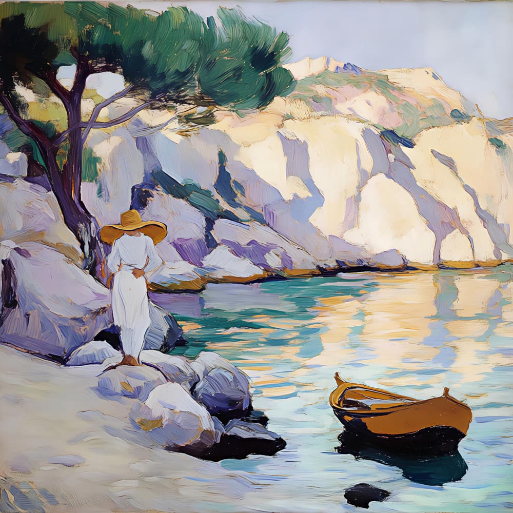 Woman on the Sunny Shore by Avanesova Elena — canvas wall art