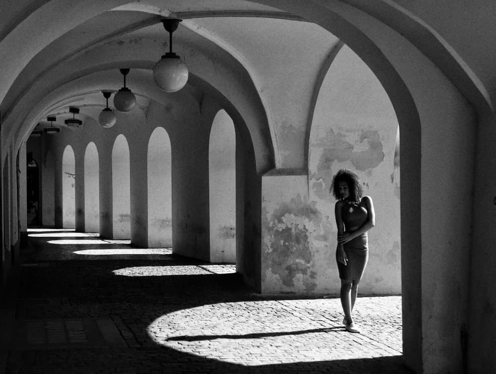 Elegant Woman Arched Path by Garik — canvas wall art