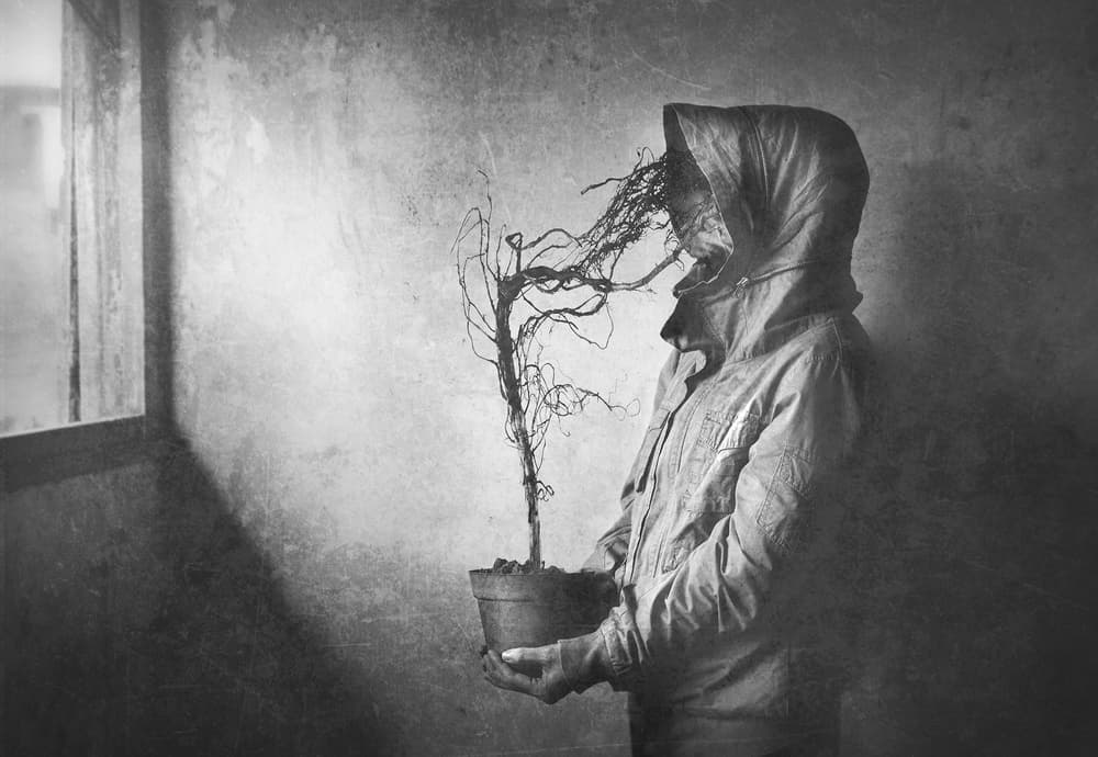 Hooded Figure Tree by Sebastian Kisworo — canvas wall art