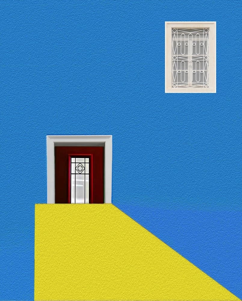 Modern Blue Yellow Facade by Arnon Orbach — canvas wall art