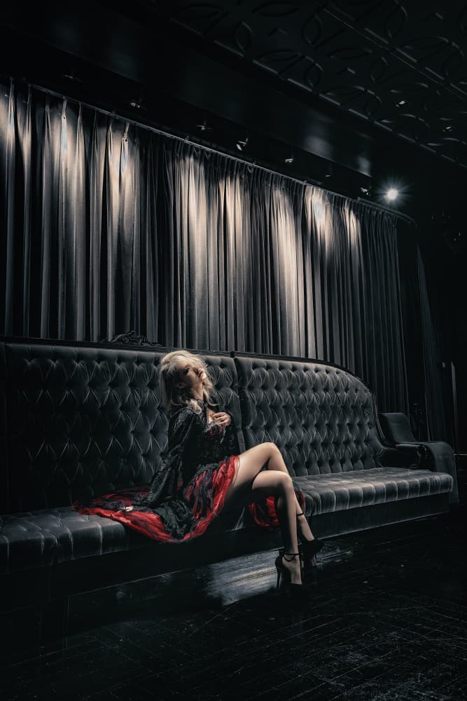 Elegant Woman Velvet Sofa by KOIKI — canvas wall art