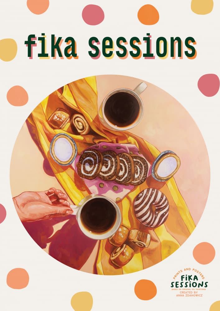 Fika Coffee And Pastries by Anna Zdanowicz — canvas wall art