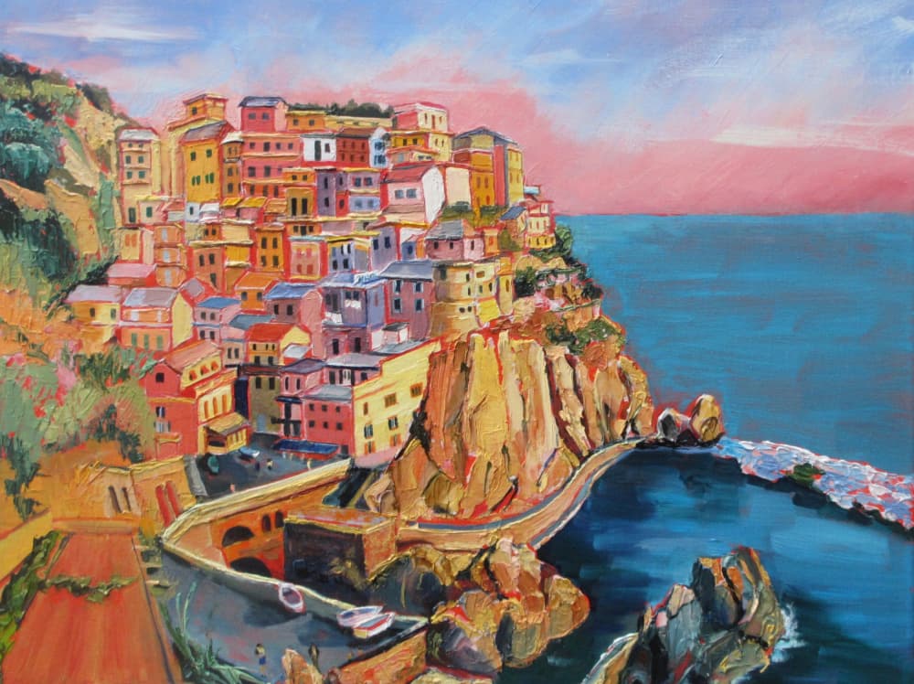 Vibrant Italian Coast by Maxine Shore — canvas wall art