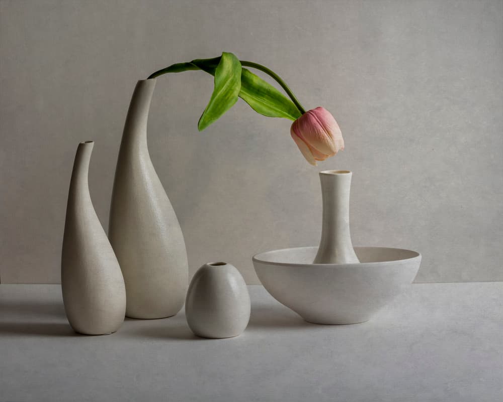 Soft Pink Tulip Vases by John-Mei Zhong — canvas wall art