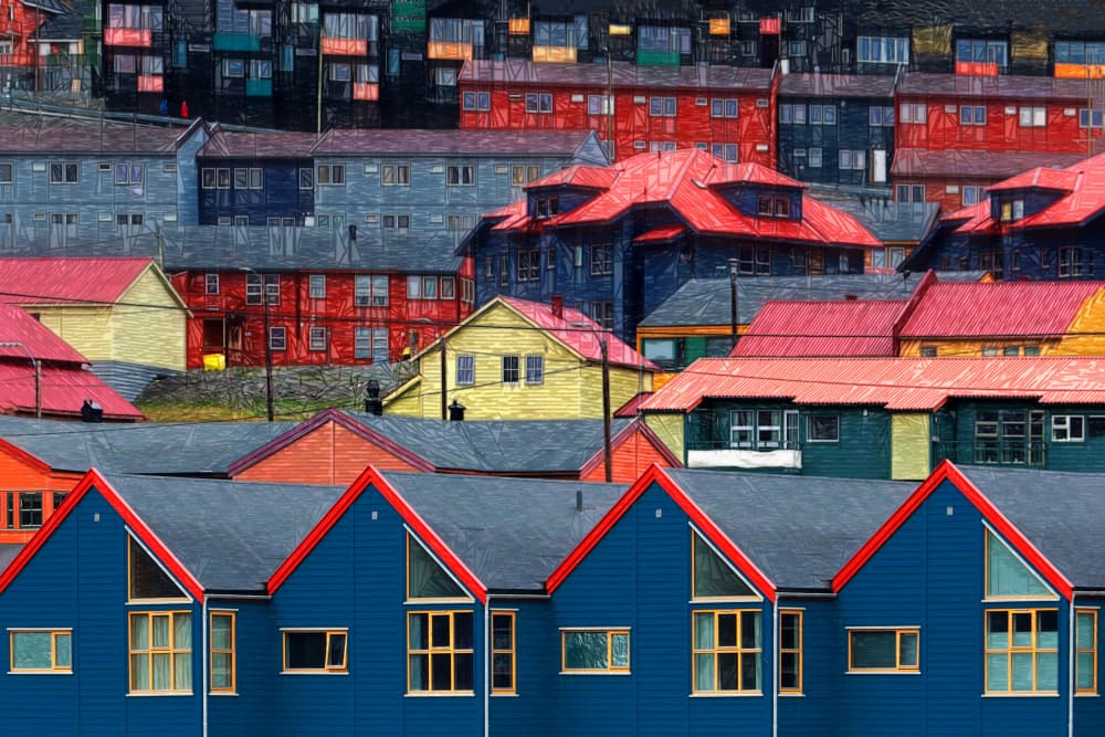 Vibrant Hillside Village by Hans-Wolfgang Hawerkamp — canvas wall art