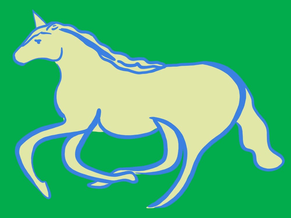 Green Unicorn Gallop by Little Dean — canvas wall art