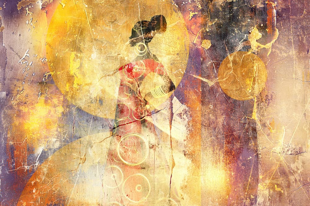 Golden Grunge Figure by Rafal Kulik — canvas wall art