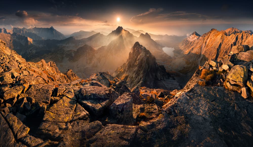Golden Alpine Peaks by Karol Nienartowicz — canvas wall art