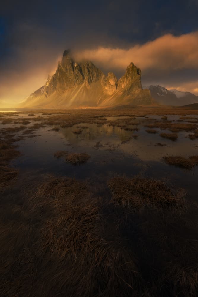Golden Mountain Reflections by David Martin Castan — canvas wall art