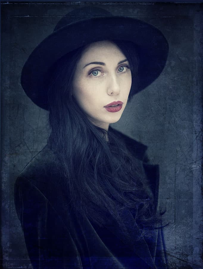 Mysterious Woman in Black Hat by kenp — canvas wall art