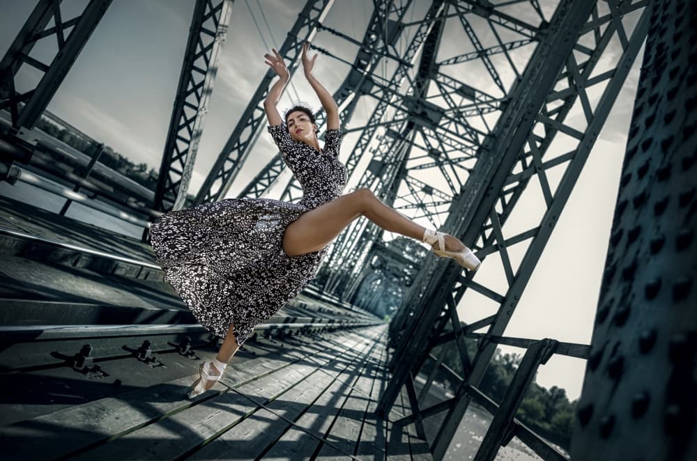 Ballet Dancer on Bridge by Waldemar Szmidt — canvas wall art
