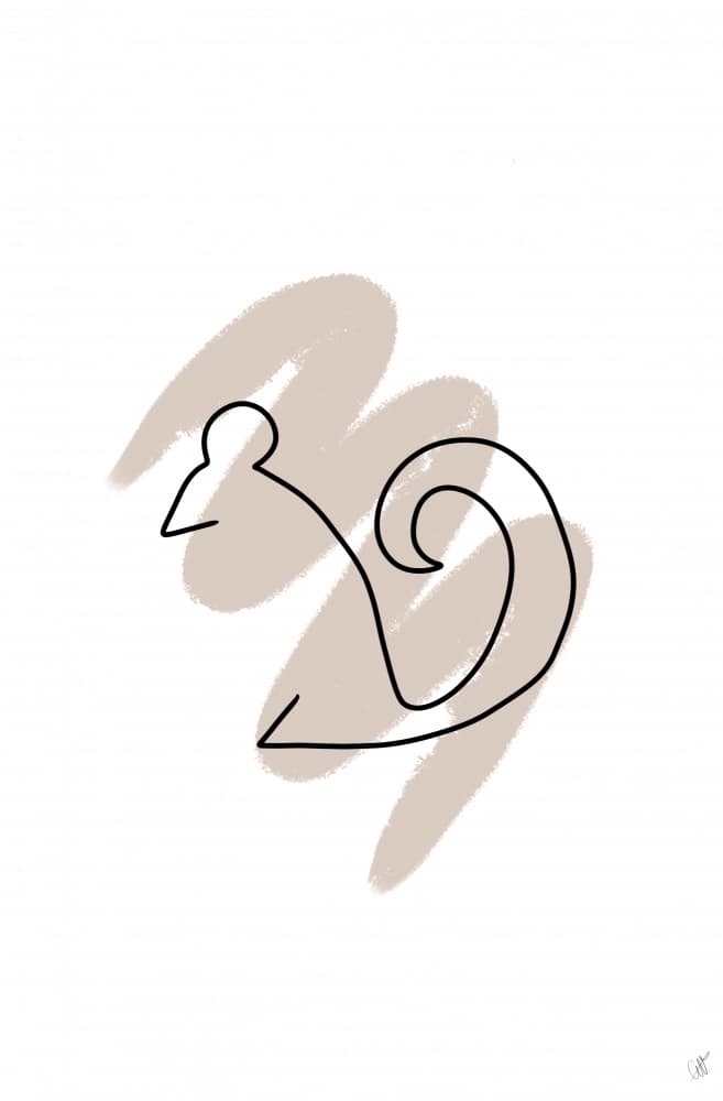 Minimal Squirrel Outline by Anne-Marie Volfova — canvas wall art
