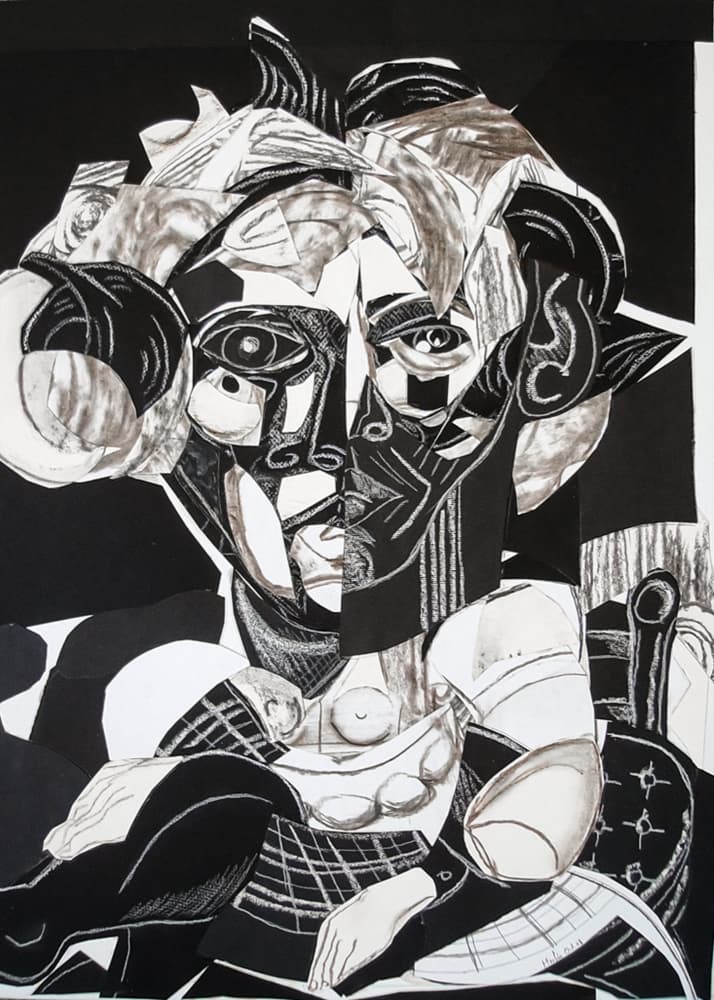 Monochrome Cubist Portrait by Pascal Marlin — canvas wall art