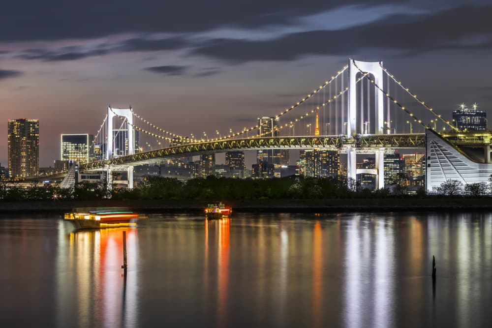Rainbow Bridge Tokyo Night by Melanie Viola — canvas wall art