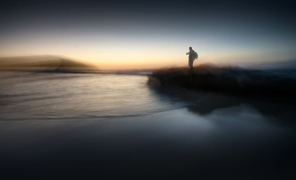 Solitary Figure Twilight Ocean by Santiago Pascual Buye — canvas wall art