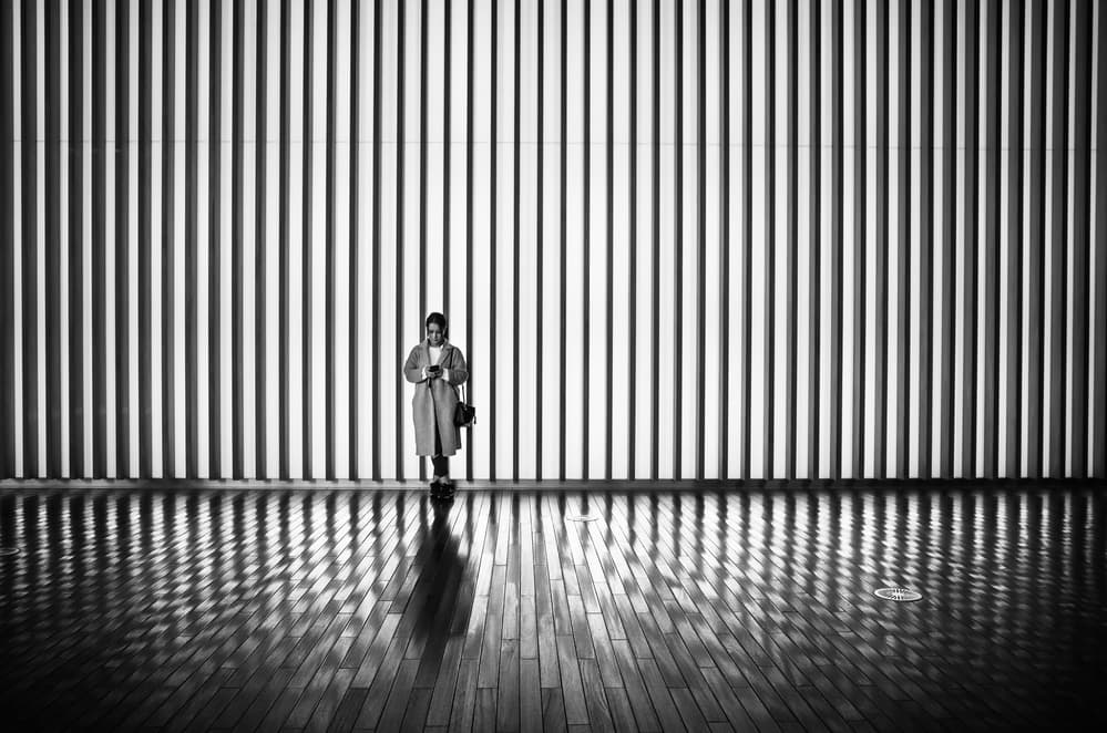 Woman Amidst Stripes by Tetsuya Hashimoto — canvas wall art