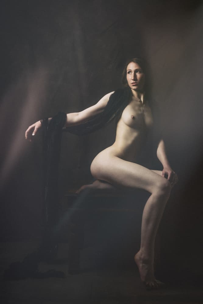 naked lady with cloth by Ruth Franke — canvas wall art