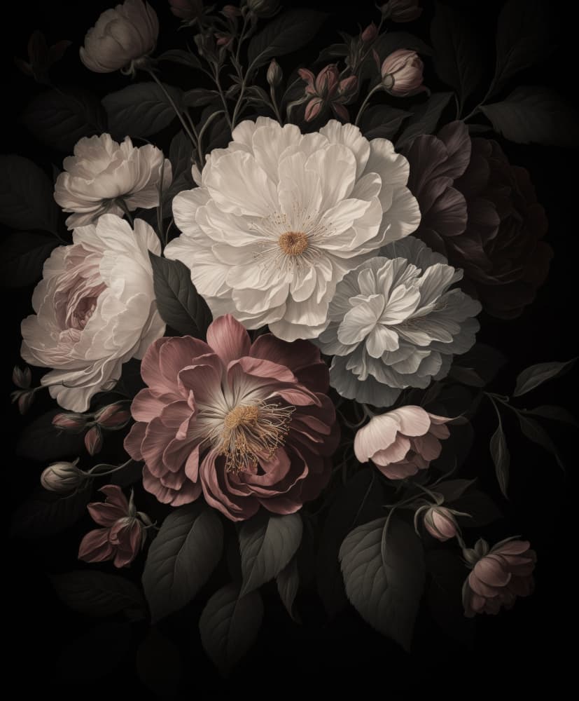 Dark Floral Bouquet by Andrea Haase — canvas wall art