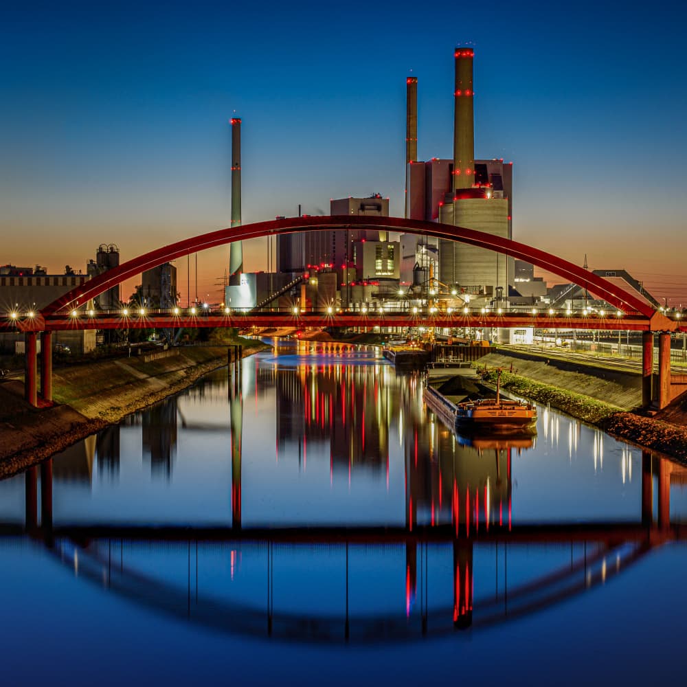 Industrial Twilight Reflections by Martin Steeb — canvas wall art