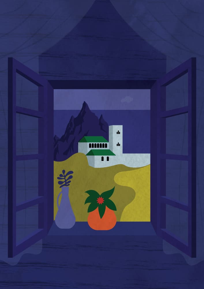 Mediterranean Night Window by Omar ELMOUDDEN — canvas wall art