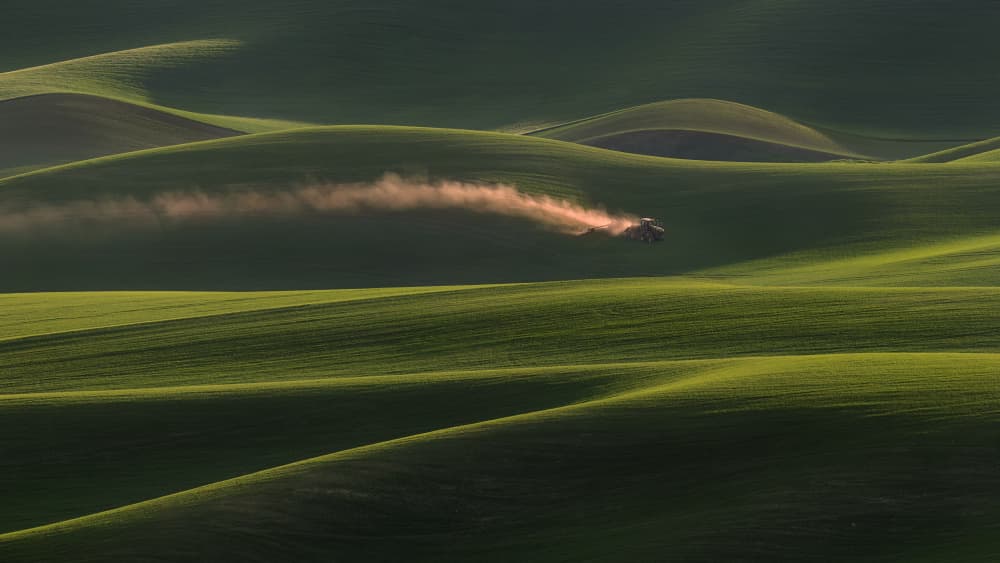 Morning Dust Over Green Hills by James Lu — canvas wall art