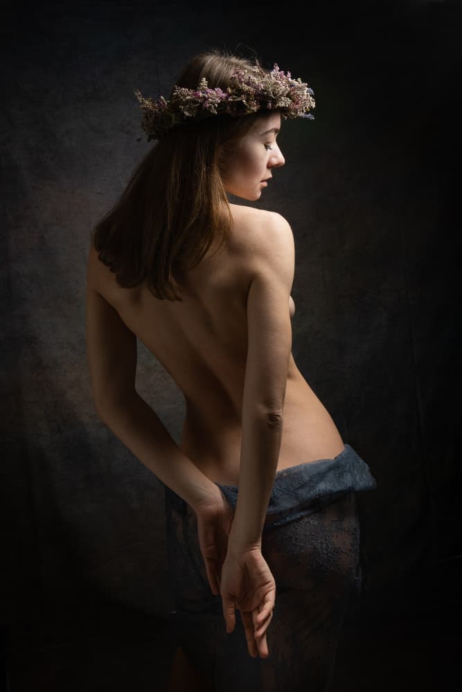 Woman with Floral Crown by Christian Kurz — canvas wall art