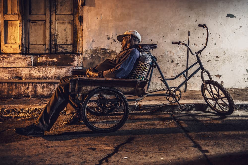Solitary Night Rickshaw by Marco Tagliarino — canvas wall art