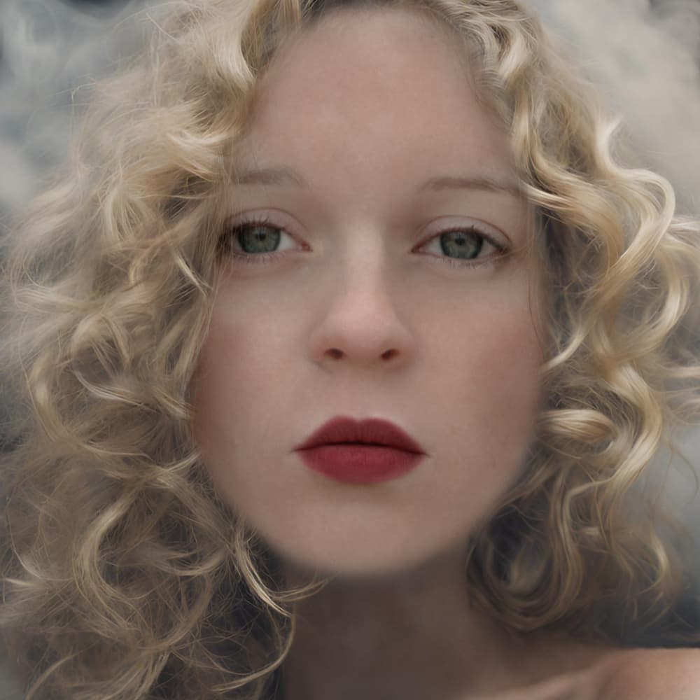 Blonde Curls Red Lips by Ewa Całkosińska-Kajzer — canvas wall art