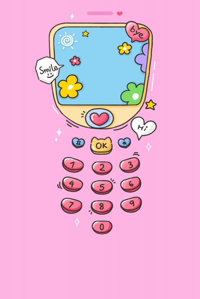 Sweet Pink Mobile Doodle by Xuan Thai — canvas wall art