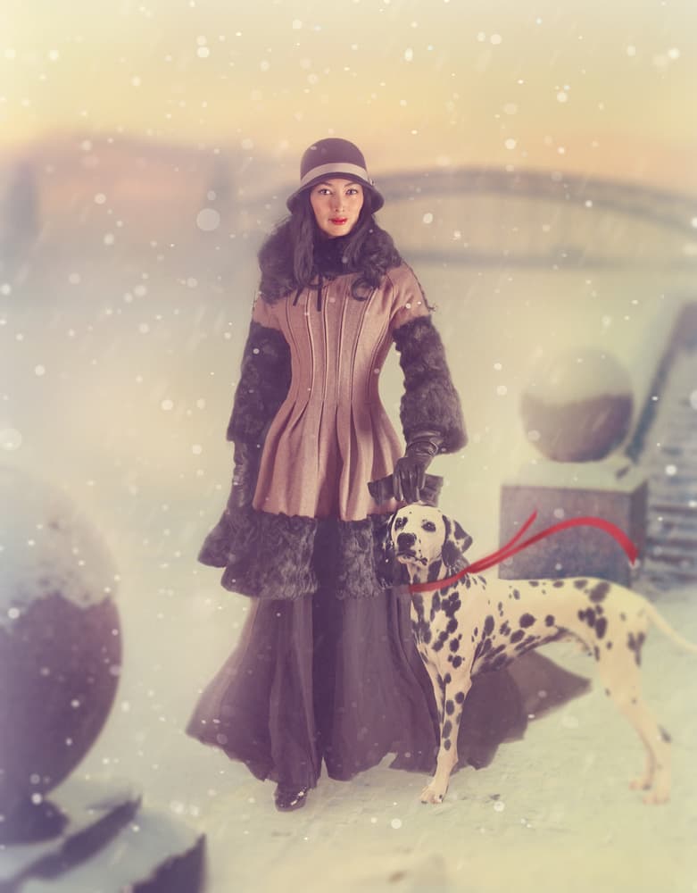 Elegant Lady Winter Stroll by Svetlana Melik-Nubarova — canvas wall art