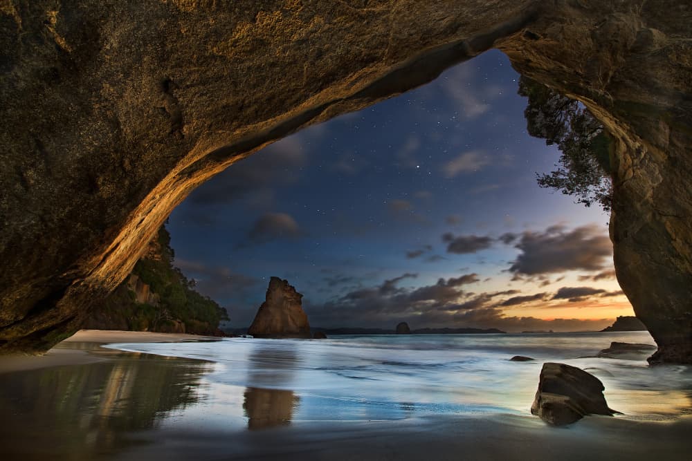 Starry Night Beach Cave