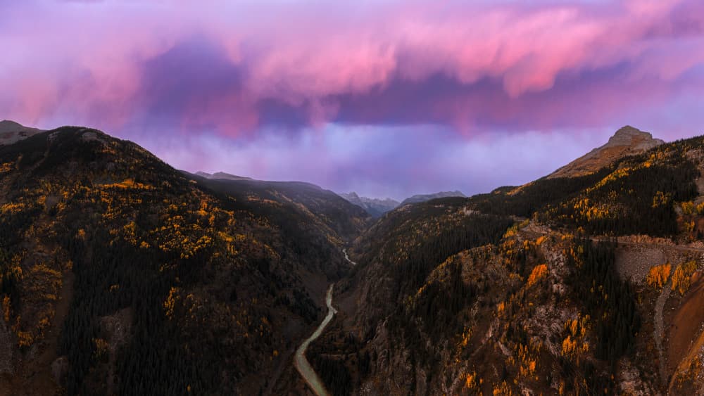 Purple Sky Mountain Valley by John Fan — canvas wall art