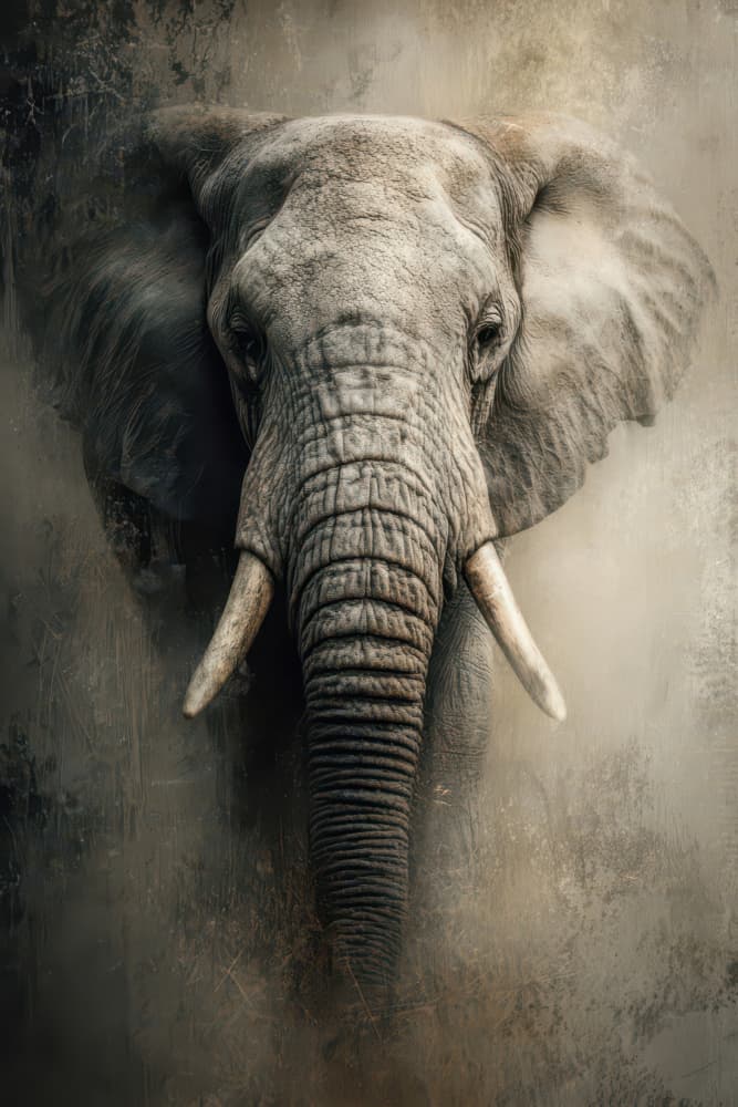 Majestic Elephant Portrait by Rafal Kulik — canvas wall art