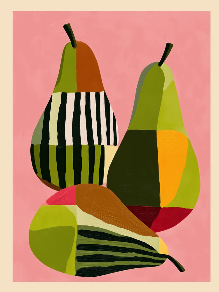 Colorful Pears Still Life by Flow Line — canvas wall art