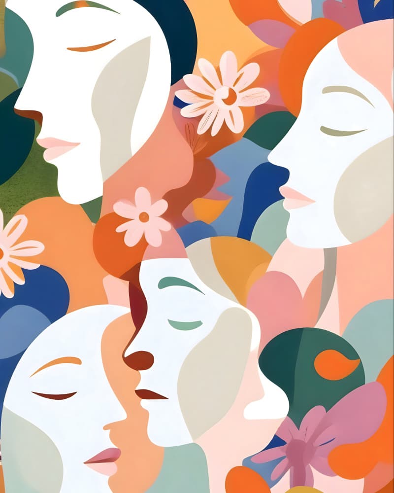 Floral Faces Harmony by Uma Gokhale — canvas wall art