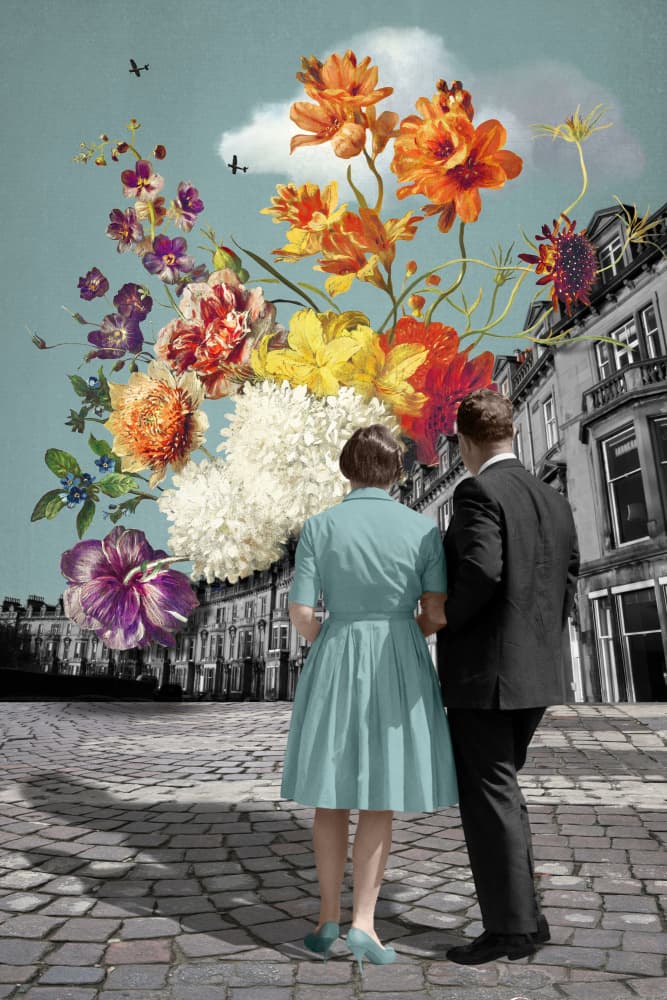 Vibrant City Romance by Marja van den Hurk — canvas wall art