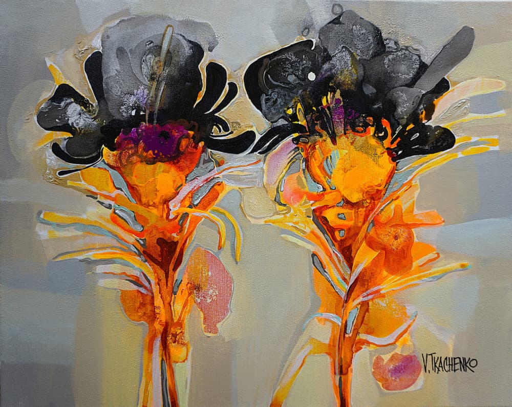 Vibrant Abstract Flowers by Victor Tkachenko — canvas wall art