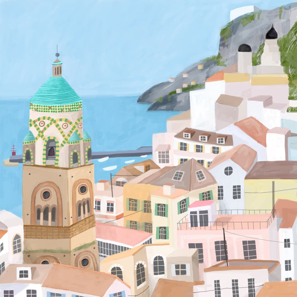 Amalfi Coastal Town by Carla Daly — canvas wall art
