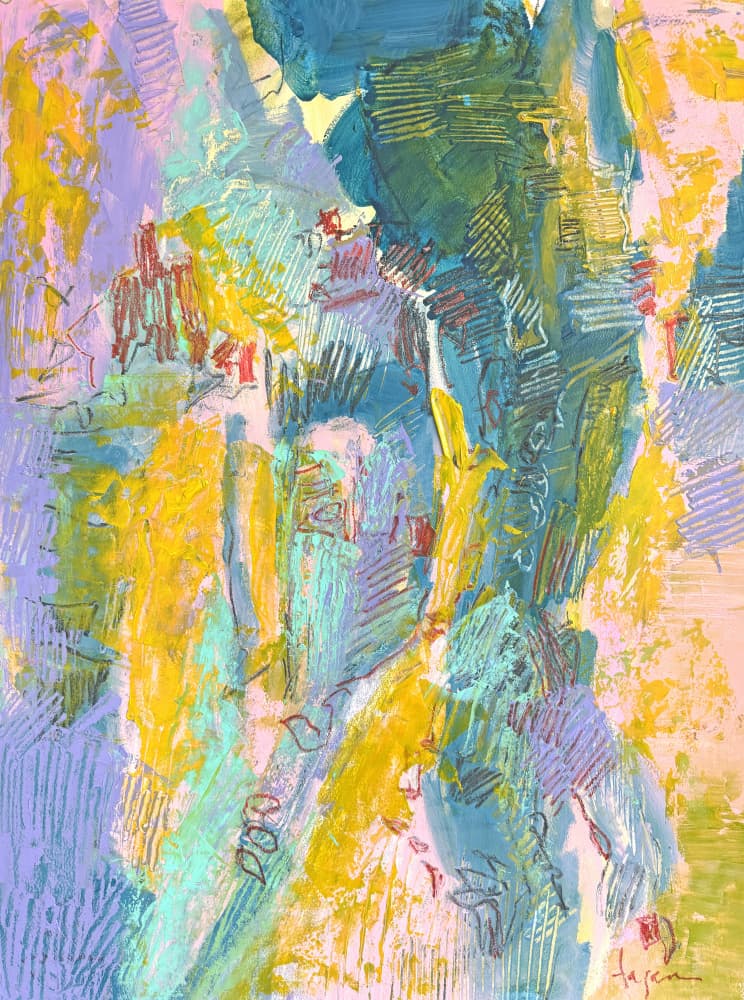 Vibrant Yellow Blue Abstract by Dorothy Fagan — canvas wall art