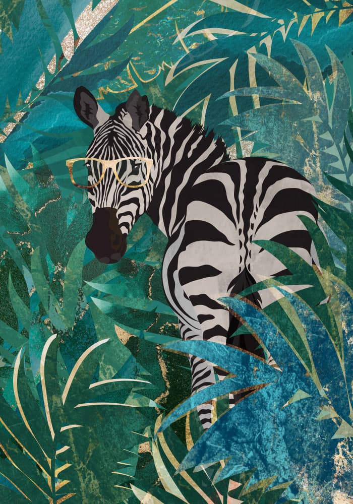 Stylish Zebra In Jungle by Sarah Manovski — canvas wall art