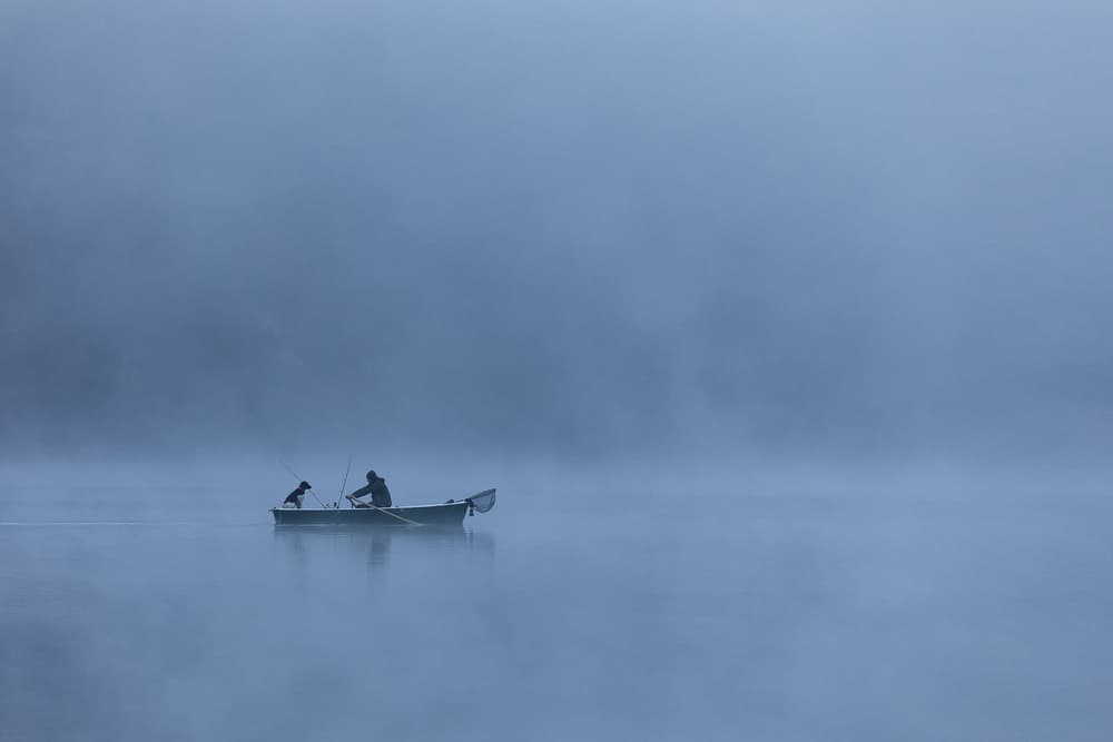 Misty Morning Fishing by Uschi Hermann — canvas wall art