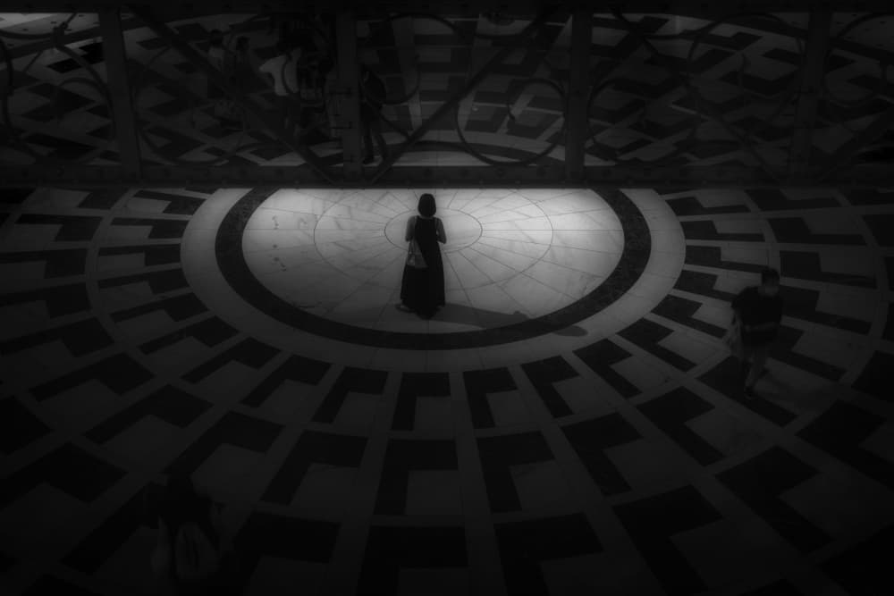 Solitary Figure Labyrinth by Satoshi Hatsumori — canvas wall art