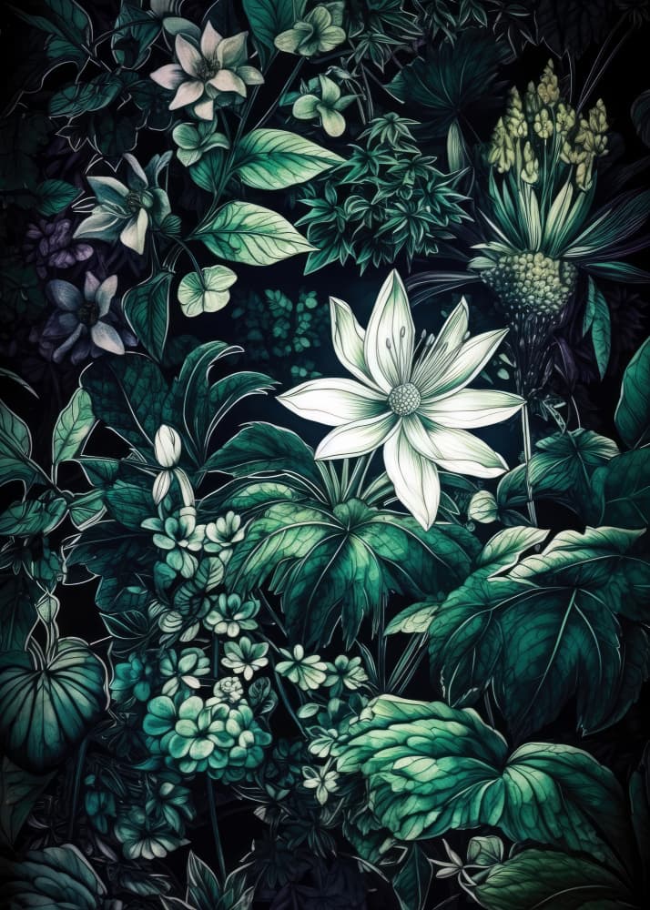 Dark Botanical Bloom by Justyna Jaszke — canvas wall art