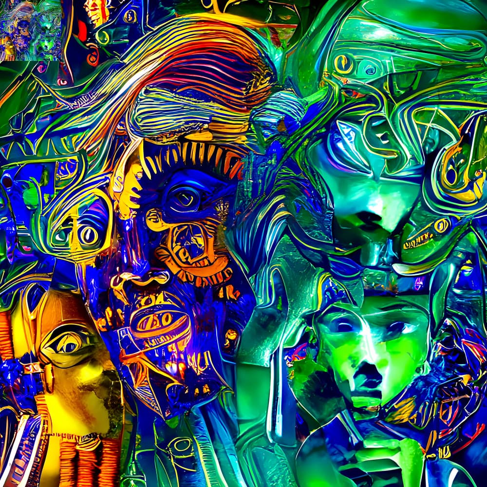 Vibrant Abstract Faces by mnemonixART — canvas wall art